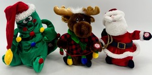 lot 62 image: Holiday Plush Lot Christmas Tree, Moose & Santa