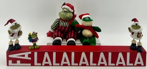 lot 70 image: Fa La La Christmas Sign & Santa Frog Figurine Lot