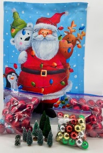 lot 79 image: Holiday Decor Lot Carson Santa wall decor & Glitter Ornaments & Mini Christmas Trees