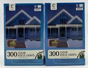 lot 83 image: Icicle Christmas Lights & 2 Boxes of 300 Clear Icicle Light Strings - NIB