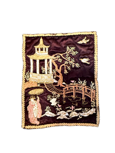 lot 12 image: Lot 12  Pair of Embroidered Black Towels