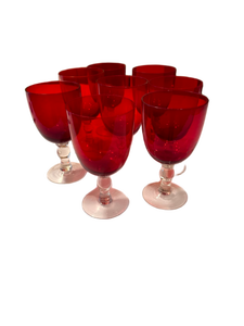 lot 13 image: Vintage Ruby Red Goblet Set