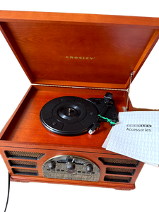 lot 25 image: Crosley Vintage-Style Record Player with Radio & Accessories
