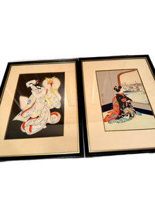 lot 28 image: Pair of Framed Japanese Woodblock-Style Prints