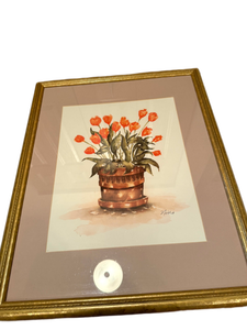 lot 31 image: Framed Floral Watercolor Print