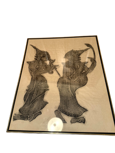 lot 32 image: Framed Embossed Art Print Traditional Figures