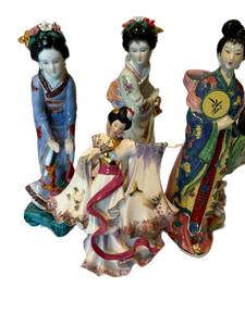 lot 40 image: Collection of Four Hand-Painted Asian Lady Figurines