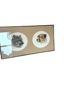 lot 54 image: Framed Limited Edition Wildlife Print Cougar and Cheetah