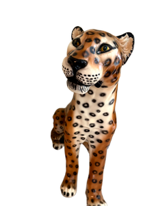 lot 71 image: Large Glazed Ceramic LeopardCheetah Figurine