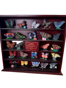 lot 76 image: Garden Treasures Butterfly Figurine Collection with Display Shelf