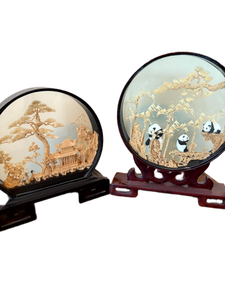 Pairing of Framed Chinese Cork Carving Dioramas