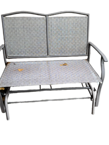 lot 102 image: Metal Patio Glider Bench and Folding Accent Table