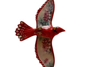 Wood Curio Cabinet with Extensive Porcelain and Glass Bird Collection