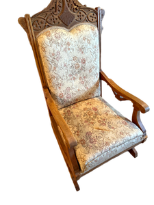 lot 115 image: Vintage Carved Oak Platform Glider Rocker