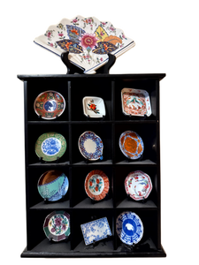 lot 120 image: Collection of Asian Miniature Plates and Display Cabinet