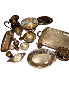 lot 158 image: Large Bulk Assortment of Vintage Silver-Plated Serving Pieces (Approx. 15 Items)