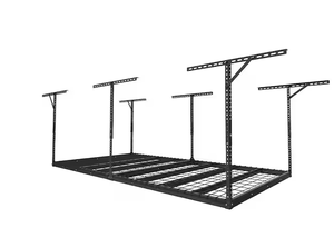 lot 22 image: FLEXIMOUNTS Max Series 48 in. W x 96 in. D x 24 - 40 in. H Black Ceiling Mounted Garage Storage Rack
