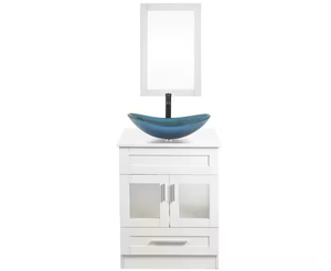 lot 65 image: 24 in. W x 19 in. D x 44 in. H Blue Single Sink Bath Vanity in White
