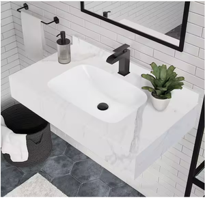 lot 71 image: Avancer 36 Wall Mount Sink in White Marble