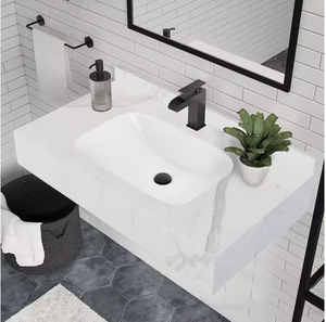 lot 72 image: Avancer 36 Wall Mount Sink in White Marble