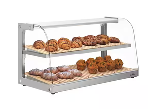lot 74 image: 40 in. Glass Countertop Dry Bakery Display Case with Two Shelves and Bamboo Trays, 5.3 cu. ft