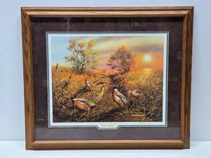 lot 124 image: Framed Signed Numbered Pheasant Wildlife Print by Mark Anderson - Dakota Delight