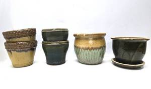 lot 129 image: Very Nice Large Group of Heavy Glazed Stoneware Planters