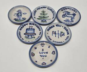 lot 135 image: Set of 6 M.A. HADLEY Small Stoneware Handpainted Plates