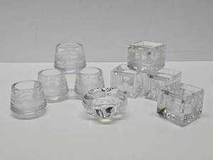 lot 136 image: Nice Estate Lot of Designer Signed Crystal Votive Candle Holders - Vera Wang, Kate Spade, Hoya etc