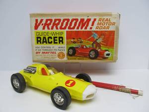lot 25 image: Large Vintage Mattel V-RROOM Guide-Whip Racer wOriginal Box
