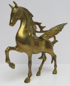 lot 27 image: Large Vintage Brass Pegasus Horse Sculpture