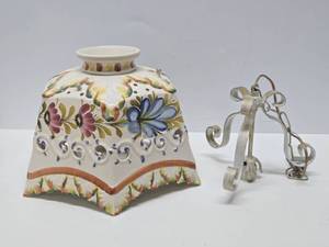 lot 175 image: Very Nice Handpainted Ceramic Hanging Pendant Lamp