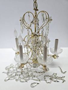 lot 176 image: SCHONBEK Ornate Hanging Brass & Crystal Chandelier