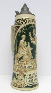 lot 41 image: Large Antique Early 1900s German Beer Stein 