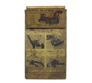 lot 72 image: Old Vintage 1950s AW Company of Minnesota Advertising Clipboard wRoad Grader Graphics