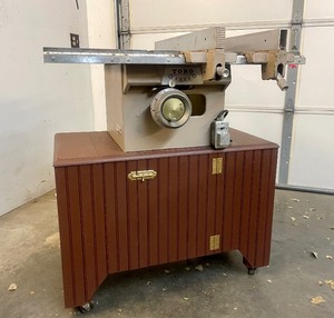 lot 5 image: Excellent Quality Working Vintage TORO Table Saw on Rolling Dust Collector Cabinet