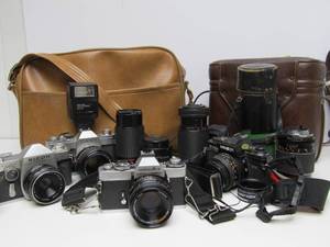 lot 96 image: Large Estate Lot of Vintage Film Cameras & Accessories