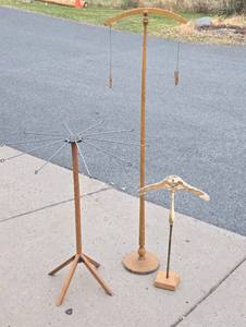 lot 258 image: 3 Primitive Antique Clothes Hanger Stands