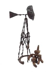 lot 267 image: Vintage Western Iron & Barbed Wire Weathervane Sculpture