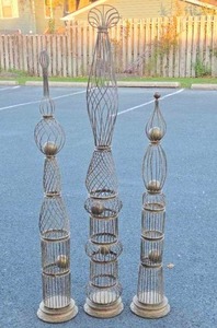 lot 278 image: 3 LARGE Metal Spiral Cage Garden Decor Sculptures - Tallest is 65