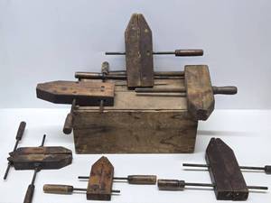 lot 313 image: 6 Old Antique Woodworking Clamps