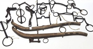 lot 316 image: Primitive Antique Assorted Iron & Wood Horse Tack