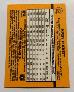 Kirby Puckett Auto 1989 Donruss MVP #BC-1 Minnesota Twins Baseball Card