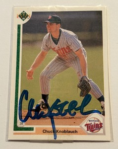 lot 12C image: Chuck Knoblauch RC Auto 1991 Upper Deck #40 Rookie Baseball Minnesota Twins Card