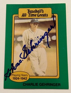 lot 21C image: Charlie Gehringer Auto Baseballs All-Time Greats Card
