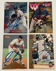 lot 24C image: (4) Ron Coomer Autos Minnesota Twins Baseball Cards