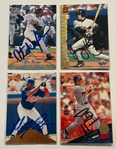 lot 31C image: (4) Minnesota Twins Autos - Matt Lawton, otis Nixon, Pat Mears, Denny Hocking Baseball Cards