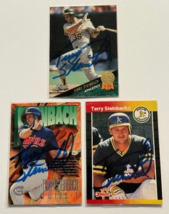 lot 35C image: (3) Terry Steinback Auto University of Minnesota and Twins Baseball Cards
