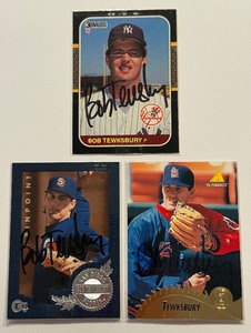 lot 40C image: (3) Bob Tewksbury Autos Baseball Cards