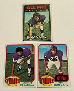 lot 21D image: (3) Vintage Minnesota Vikings Football Cards - Marshall  Yary